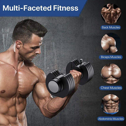 Smart Dumbbells Set 25lb Dumbbell with Anti-Slip Handle for Exercise & Fitness Fast Adjust Weight for Whole Body Workout Fitness