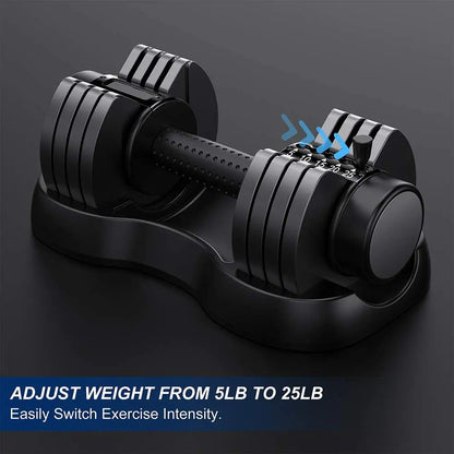 Smart Dumbbells Set 25lb Dumbbell with Anti-Slip Handle for Exercise & Fitness Fast Adjust Weight for Whole Body Workout Fitness