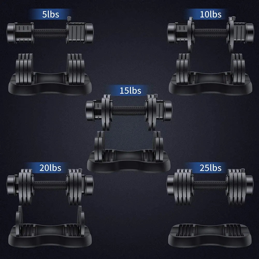 Smart Dumbbells Set 25lb Dumbbell with Anti-Slip Handle for Exercise & Fitness Fast Adjust Weight for Whole Body Workout Fitness