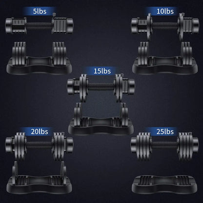 Smart Dumbbells Set 25lb Dumbbell with Anti-Slip Handle for Exercise & Fitness Fast Adjust Weight for Whole Body Workout Fitness